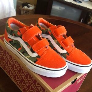 Vans Orange and Green Camouflage Sneakers